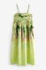 Lime Green Floral Midi Summer Dress