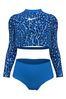 Blue Nike Nike Swim  Animal Print Long Sleeve Bikini Set