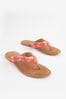 Cream Forever Comfort® Leather Embellished Toe Thong Sandals