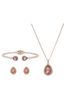 Jon Richard Plated With Pink Pear Crystals Trio Set - Gift Boxed