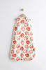 White Strawberry Print Baby 100% Cotton 0.5 Tog Sleep Bag