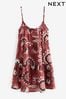 Burgundy Red Aztec Mini Tiered Summer Cotton Dress, Regular
