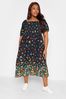 Yours Curve Limited Shirred Square Neck Border Dress