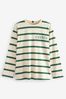 Green/Ecru Cream Graphic Heavyweight Long Sleeve T-Shirt