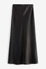 Grey Tailored Satin Midi Skirt