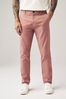 Pink Stretch Chinos Trousers, Slim Fit