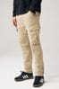 Stone Cotton Stretch Cargo Trousers, Slim Fit