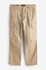 Stone Cotton Stretch Cargo Trousers, Straight Fit