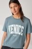 Blue Beach City Short Sleeve Crew Neck T-Shirt