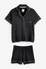 Black Chelsea Peers Modal Button Up Short Pyjamas Set