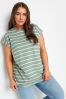 White Yours Curve Striped Grown On Sleeve T-Shirt