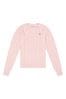 Pink U.S. Polo Assn. Womens V-Neck Cable Knit White Jumper