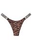 Beige Leopard Print Very Sexy Smooth Shine Strap Thong Panty