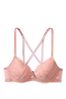 Demure Pink Sexy Tee Strappy Lace Push Up Bra