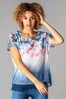 Roman Mesh Overlay Floral Print T-Shirt