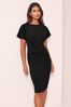 Navy Lipsy Twist Side Crew Neck Midi Dress, Regular