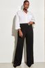 Black Twill Lipsy High Waist Wide Leg Tailored Trousers, Curve