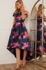 Blue Chi Chi London Bardot Floral Dip Hem Dress, Regular