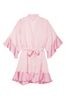 Angel Pink Stripe Victoria's Secret Flounce Satin Robe