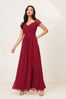 Berry Red Lipsy Bridesmaid Lace Sleeve Maxi Dress, Regular