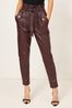 Burgundy Red Lipsy Faux Leather Paper Bag Trouser, Regular