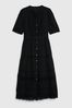 Black Gap Lace Button-Up Short Sleeve Midi Dress