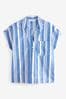 Blue/White Stripe Short Sleeve Cotton Shirt