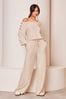 Lipsy Cosy Off The Shoulder Long Sleeve Jumpsuit, Petite