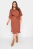 Brown Yours Curve Tab 3/4 Sleeve Dress