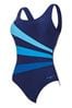 Black Zoggs Sandon Scoopback Swimsuits With Fixed Foam Cups And Tummy Control