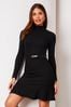 Lipsy Long Sleeve Belted Cosy Skater Mini Jumper Dress