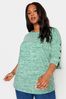 Green Yours Curve Soft Touch Snap Button Sleeve Jumper