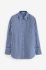 Cobalt Blue Stripe Oversized Cotton Shirt, Regular