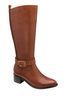 Brown Ravel Leather Zip-Up Knee High Boots
