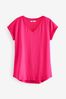 Pink V-Neck Cotton Rich Cap Sleeve T-Shirt, Regular