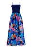 Blue Multi Floral Pour Moi Strapless Shirred Bodice Maxi Beach Dress