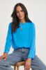 JD Williams Blue Hammered Satin Keyhole Shell Top