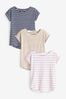 Khaki Green/Animal/Fluro Pink Cap Sleeve T-Shirts 3 Pack, Regular