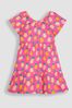 Fuchsia Pink Pineapple JoJo Maman Bébé Ruffle Sleeve Tiered Jersey Dress