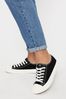 Black Canvas Lipsy Low Top Lace Up Canvas Trainer, Regular Fit
