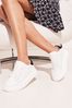 White Black Lipsy Lop Top Lace Up Flatform Trainer