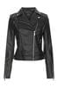 Black SIlver Lipsy Faux Leather Biker Jacket, Regular