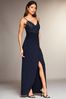 Navy Lipsy Embroidered Lace Cami Maxi Dress, Regular