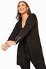 Black Yours Curve Horn Button Cuff Knitted Cardigan