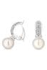 Jon Richard Silver Plated Clear Crystal Pave Half Hoop With Pearl Drop Clip On Earring