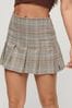 Nude Superdry Vintage Tweed Pleated Mini Skirt