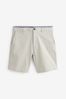 Light Grey Stretch Chinos Shorts, Straight Fit