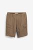Red Cotton Cargo Shorts, Straight Fit