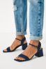 Black Textile Forever Comfort® Simple Block Heel Sandals, Regular/Wide Fit