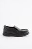 Black School Leather Loafer Shoes, Standard Fit (F)